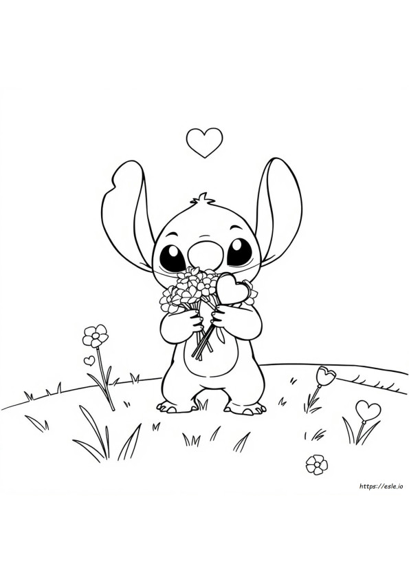Stitch Valentine Coloring Page Printable