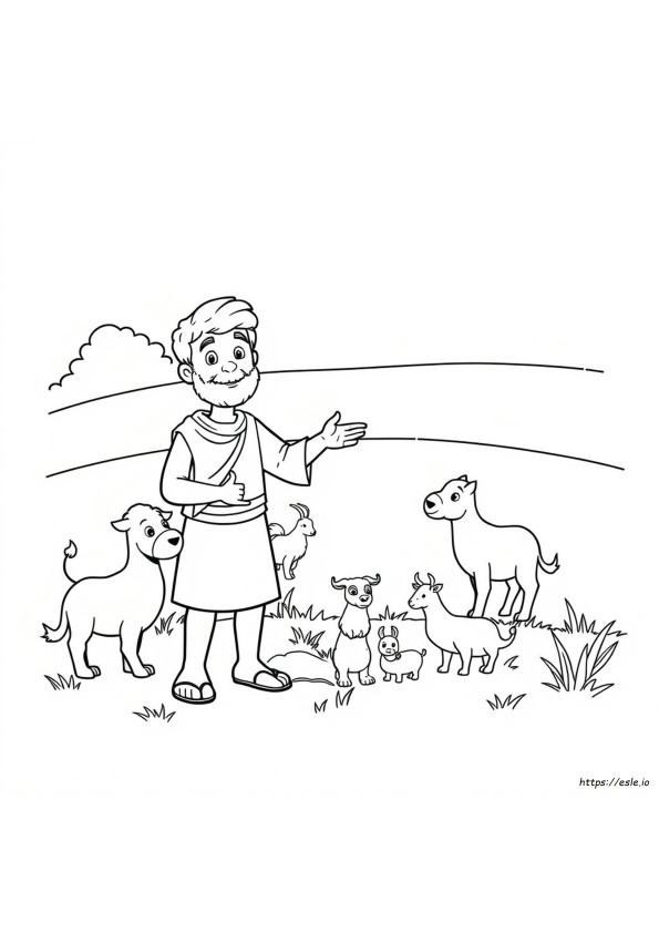 Adam Names The Animals Coloring Page