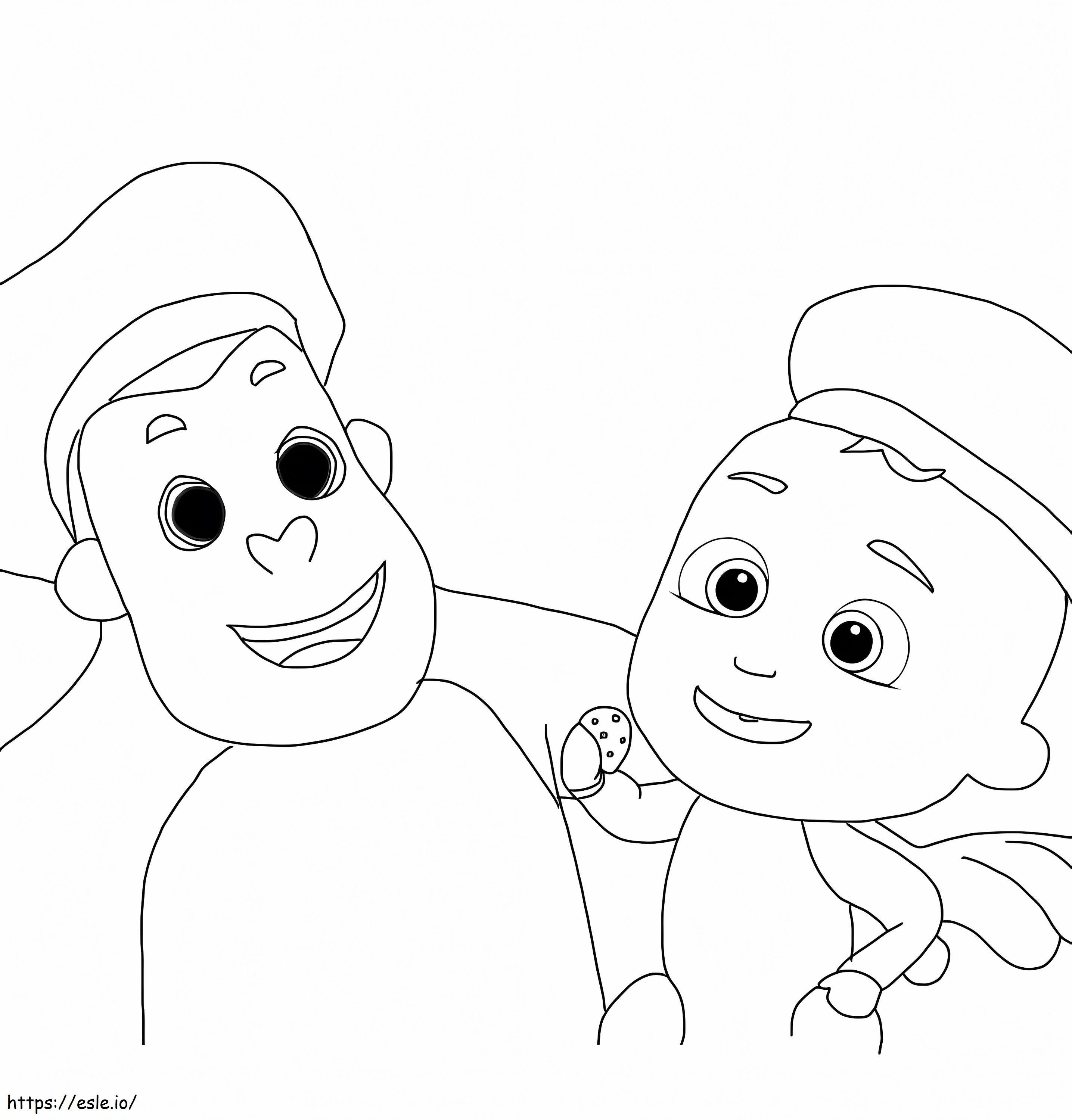 Pequeno Johnny e o Macaco Cocomelon para colorir