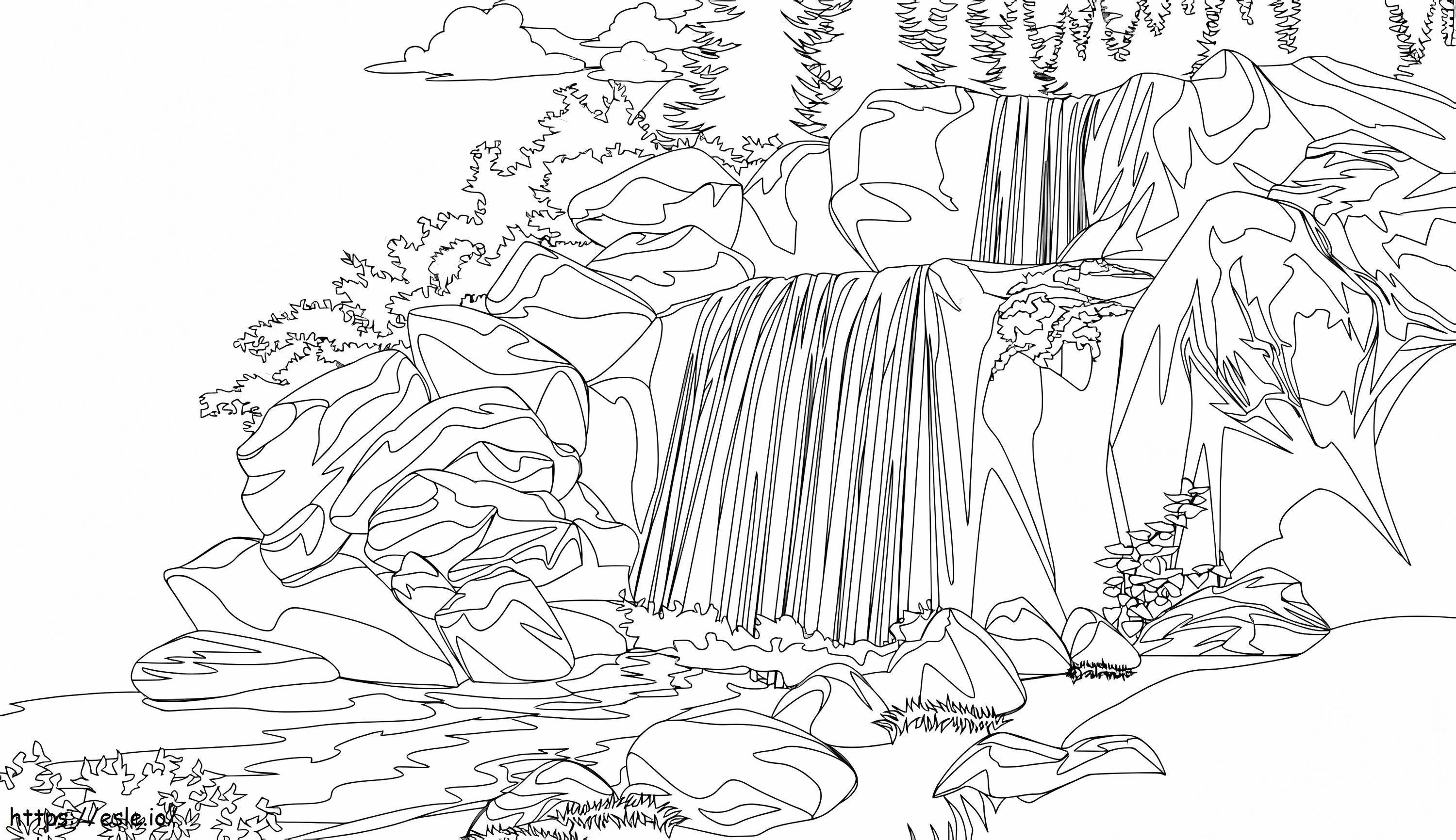 Waterfall Free Printable coloring page