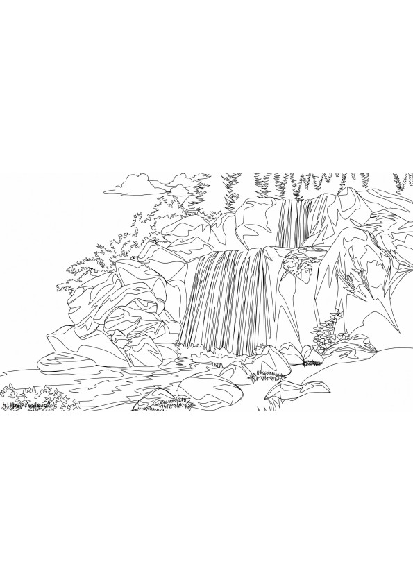 Waterfall Free Printable coloring page