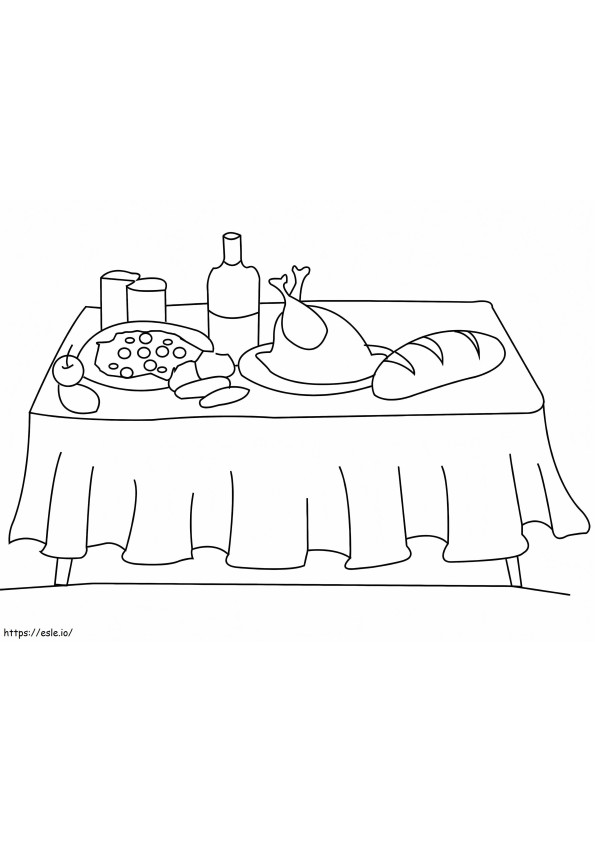 Lebensmittel auf dem Tisch ausmalbilder
