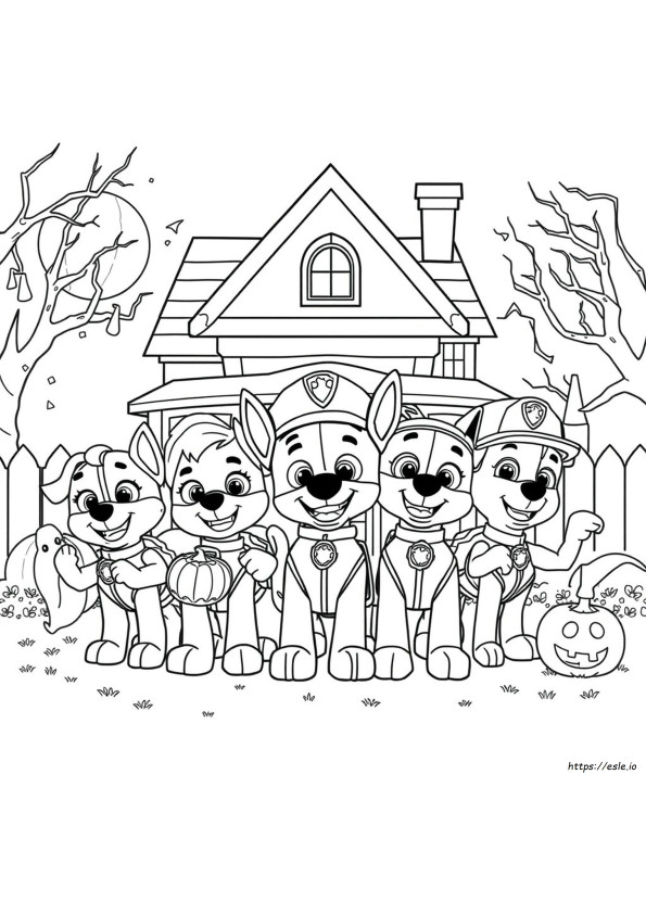 Paw Patrol Halloween Gambar Mewarnai Dapat Dicetak Gratis