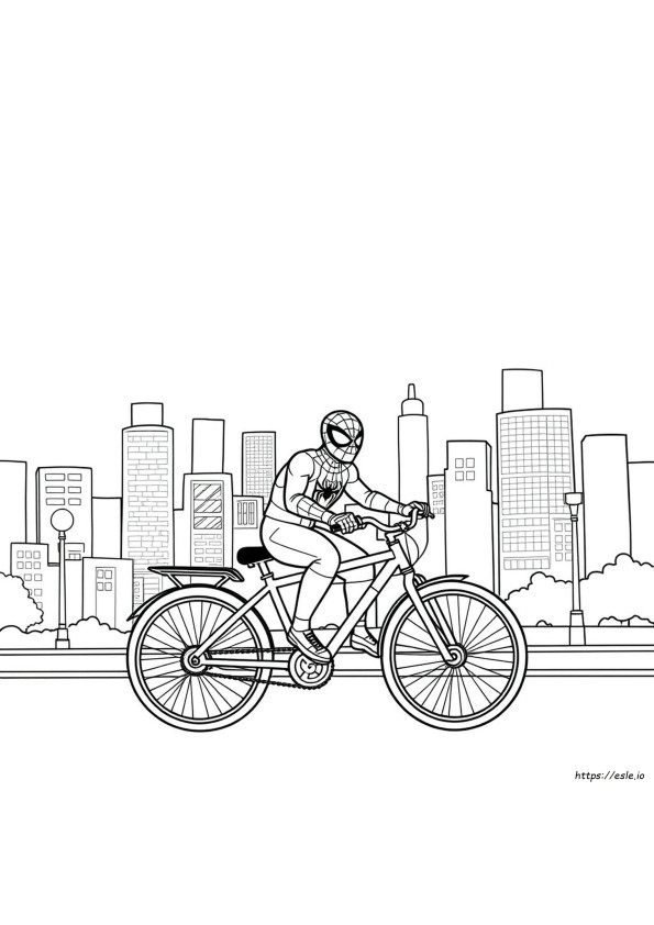 Spiderman On Bike Coloring Pages
