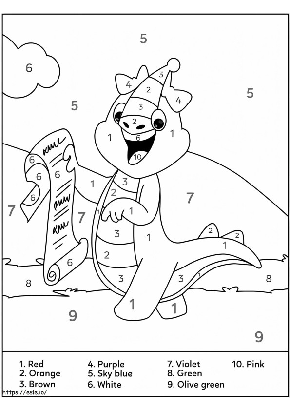 Dinosaur Laughing Color By Number coloring page