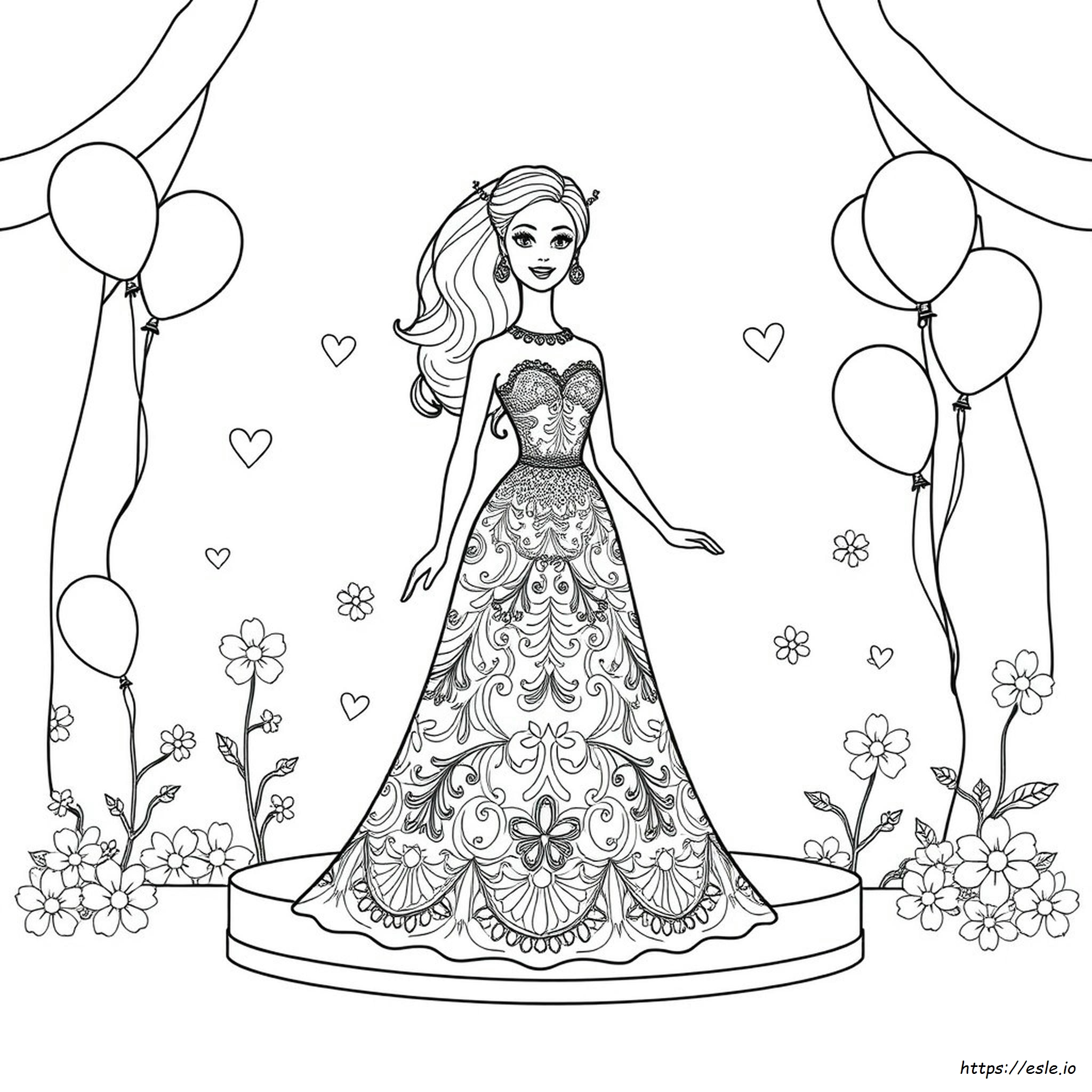 Barbie Gaun Gambar Mewarnai
