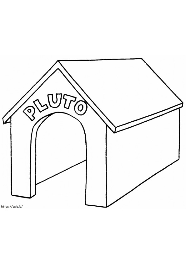 Coloriage Niche pour chien Pluto à imprimer dessin