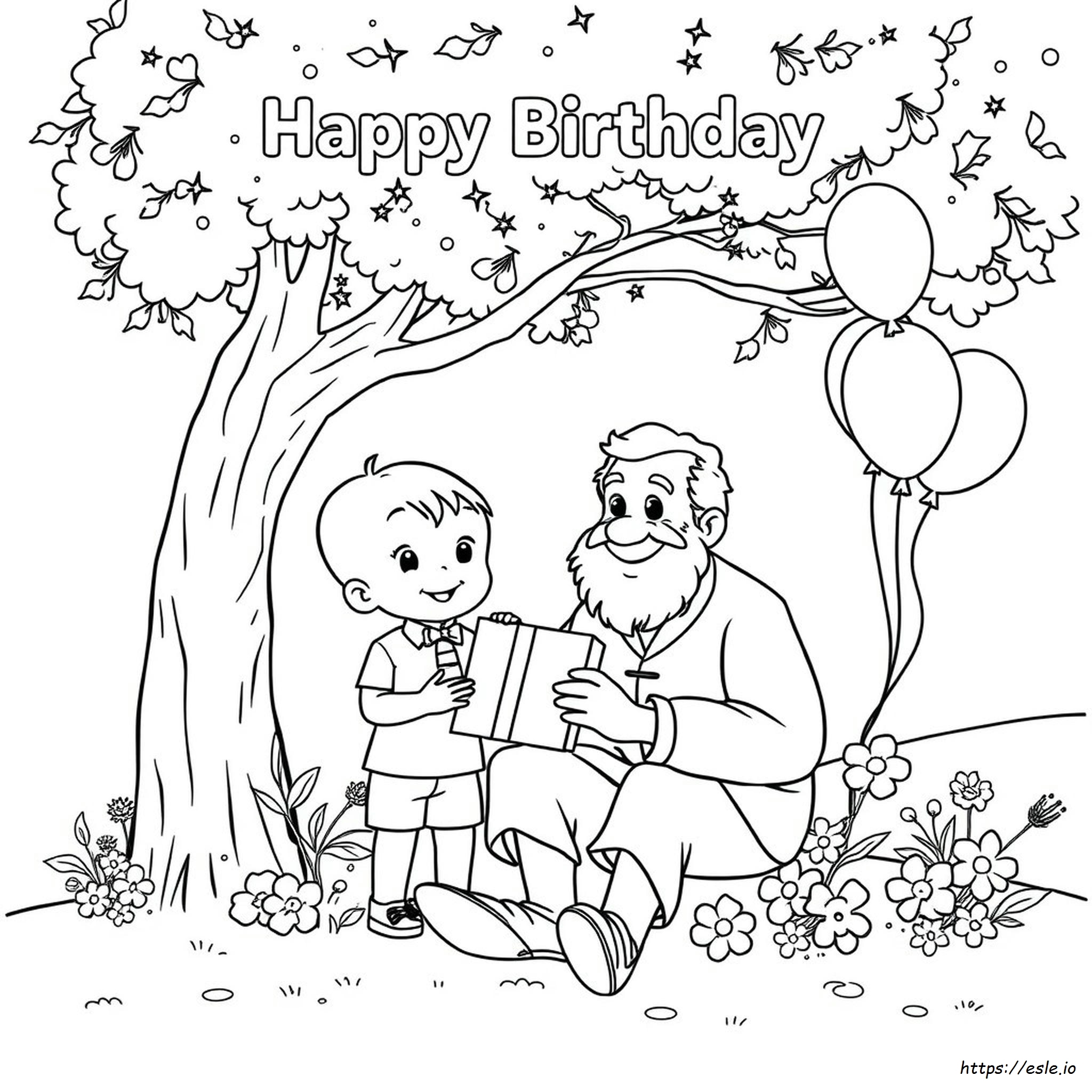 Feliz Aniversário Vovô Para Colorir Grátis