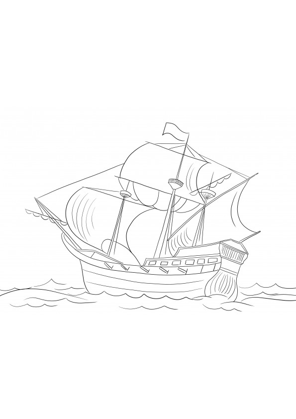 Free printable of a Pirate Ship to color and learn about types of ships