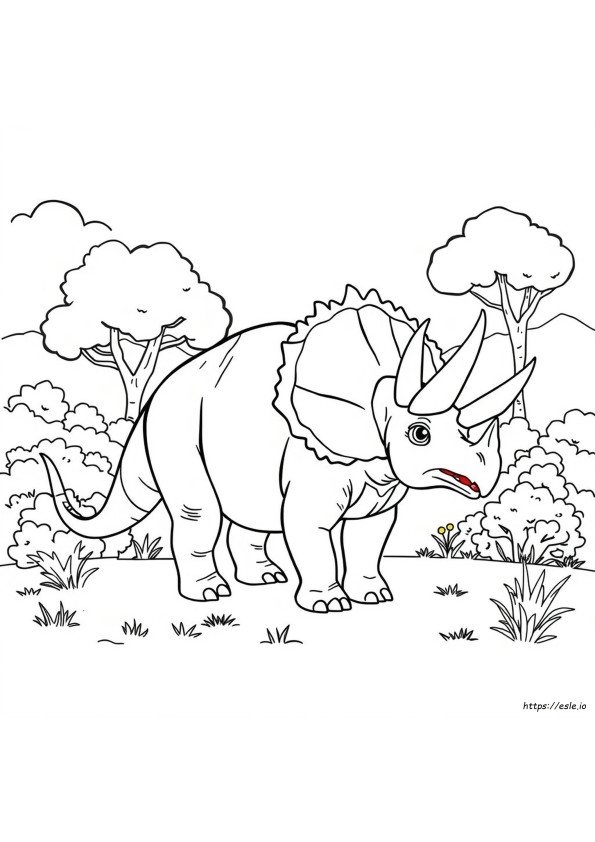 Hoja Para Colorear De Triceratops