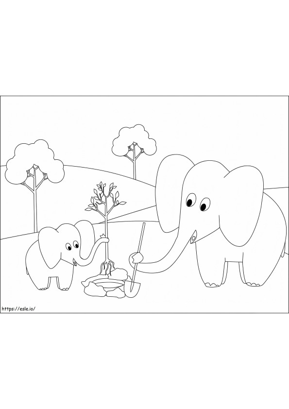Cute Elephants coloring page
