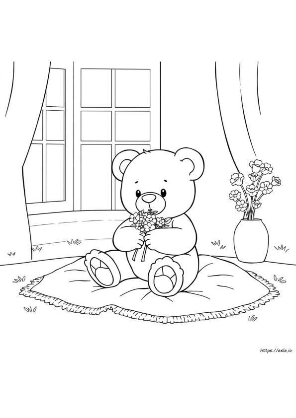 かわいいテディベアの塗り絵 無料