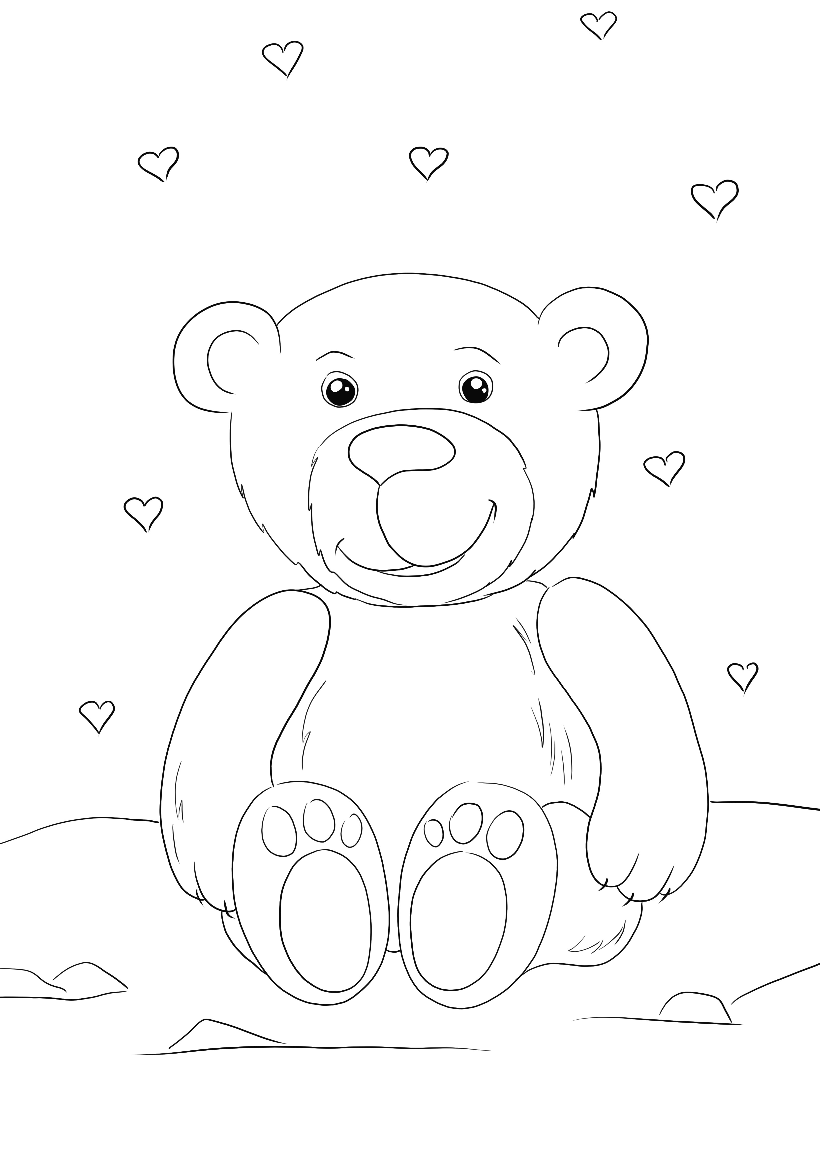 Szerelem van a levegőben, és az aranyos Teddy Bear-ünket a gyerekek szabadon nyomtathatják és kiszínezhetik