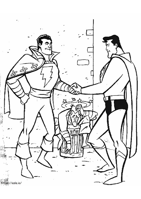 スーパーマンとシャザム ぬりえ - 塗り絵