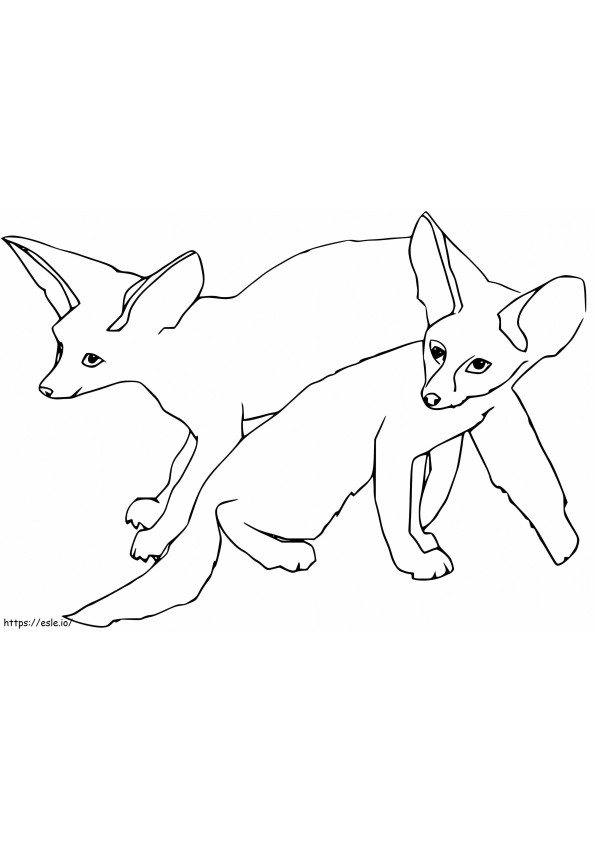 Twee Fennec-vossen kleurplaat