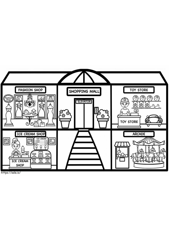 Printable Shopping Mall coloring page