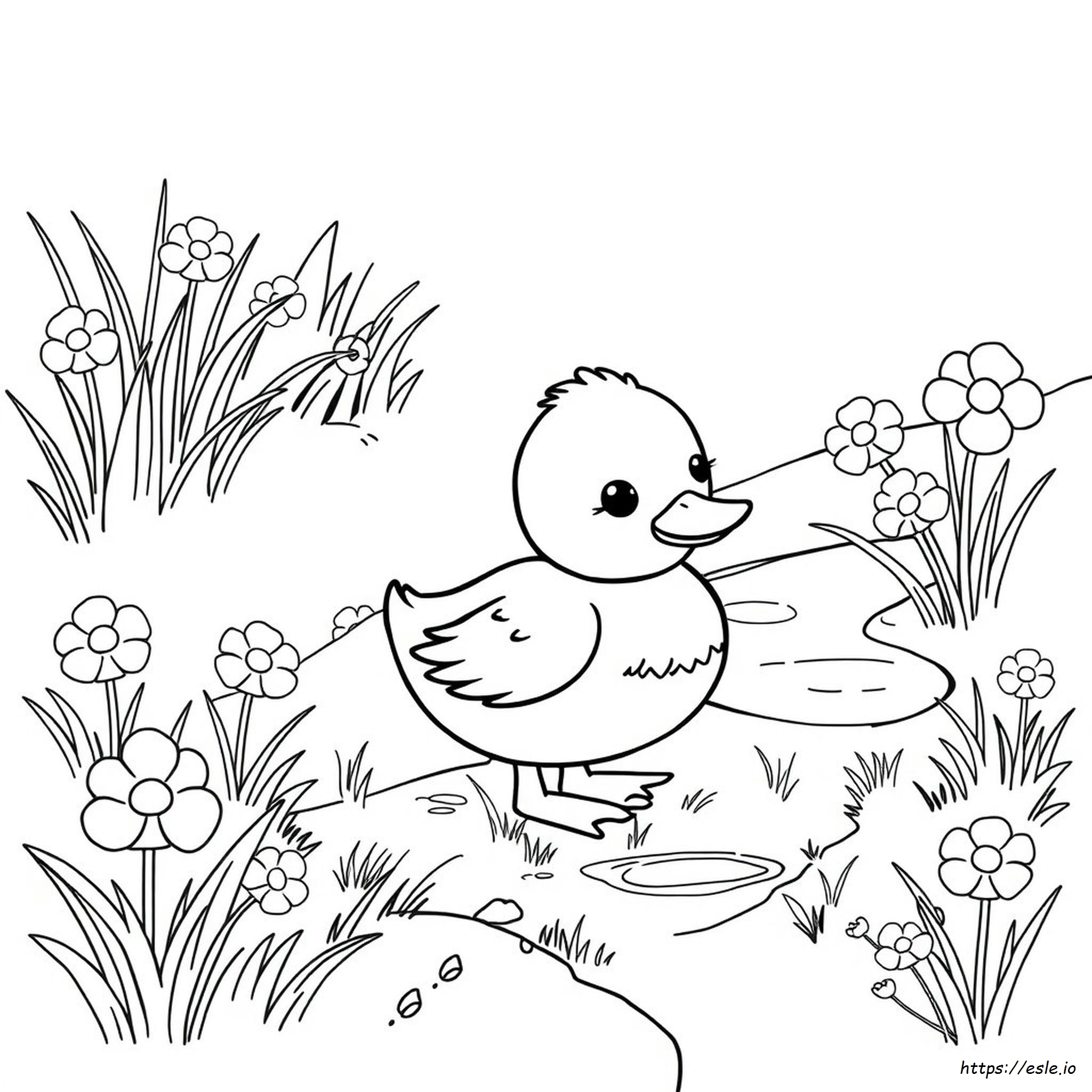 Kawaii Baby Duck Coloring Page