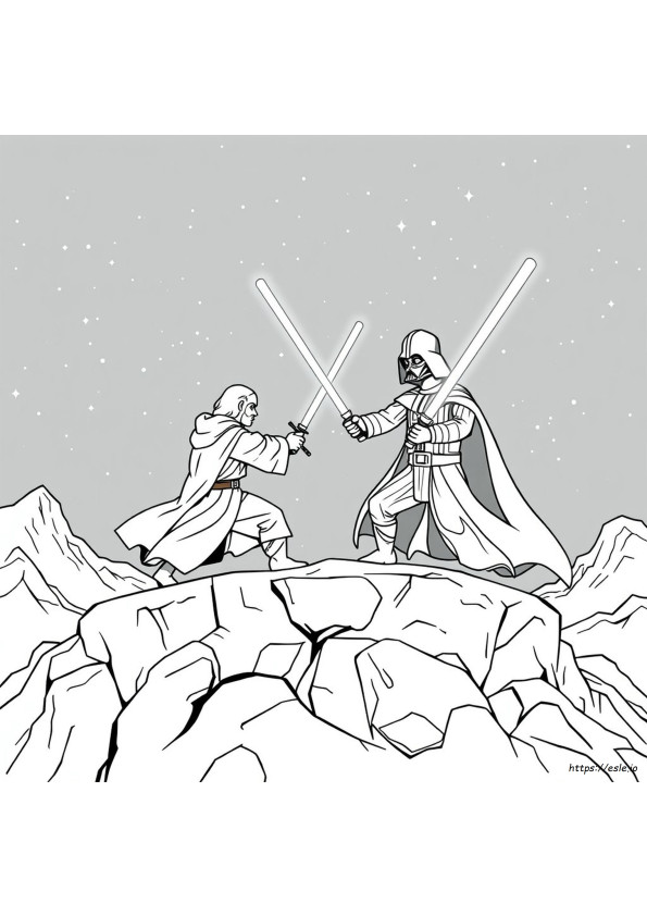 Fighting Darth Vader Coloring Page