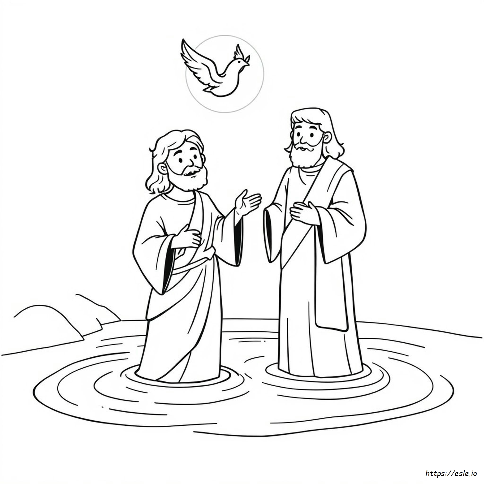 Printable Preschool Jesus Baptism Coloring Page