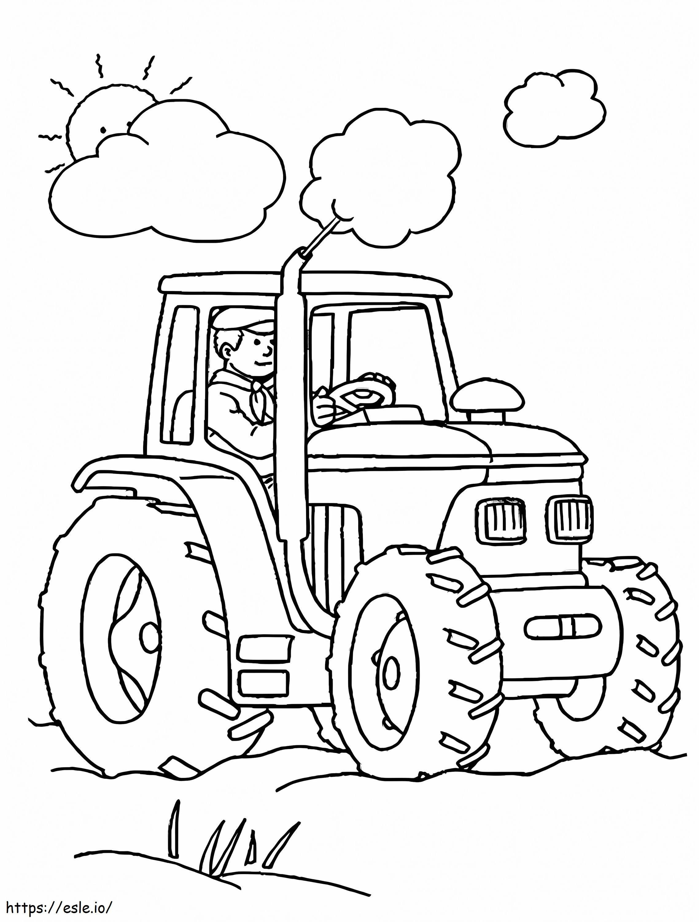 トラクターを持つ農家 ぬりえ - 塗り絵