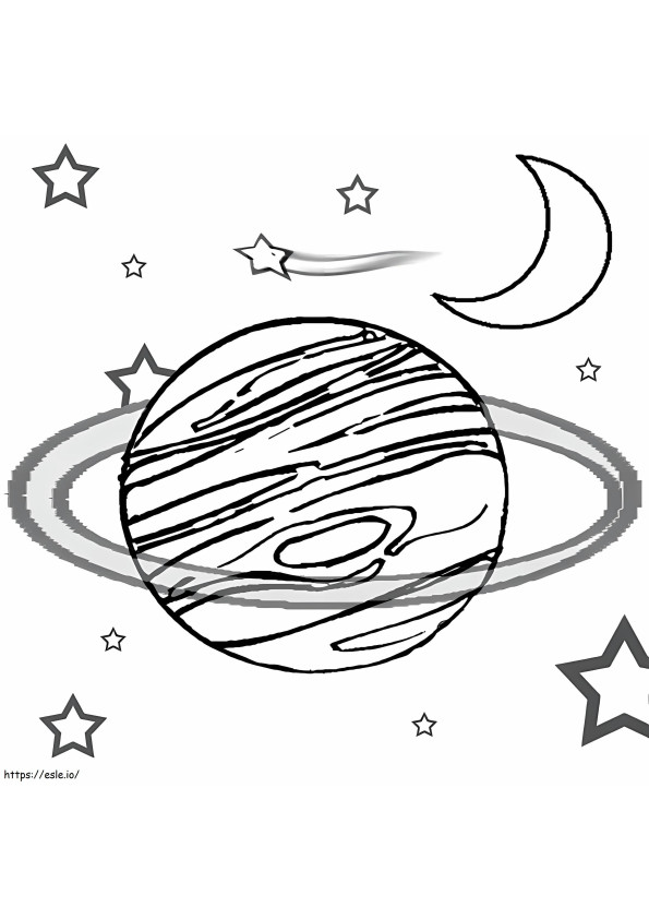Coloriage Lune et Saturne à imprimer dessin