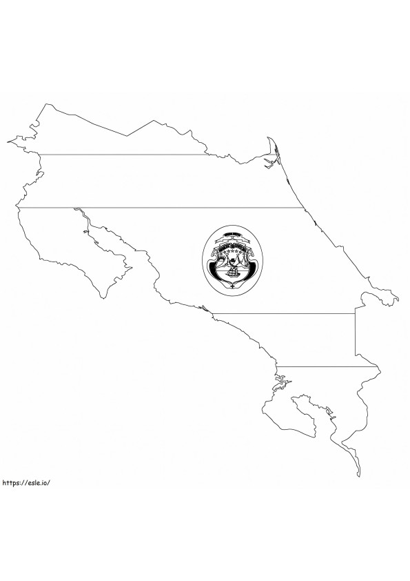 Coloriage Drapeau et carte du Costa Rica à imprimer dessin