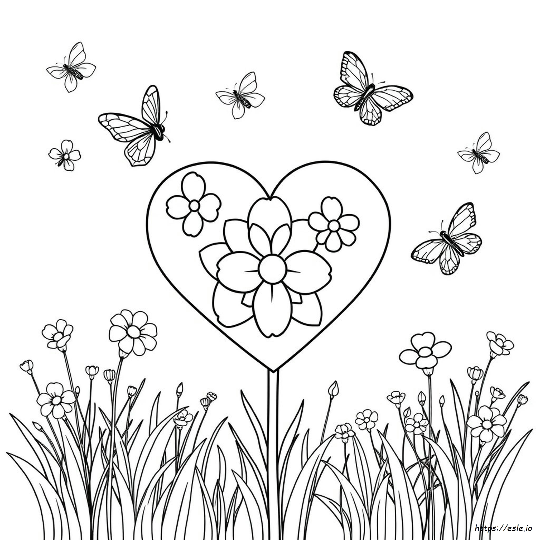 Printable Flower Heart Coloring Pages
