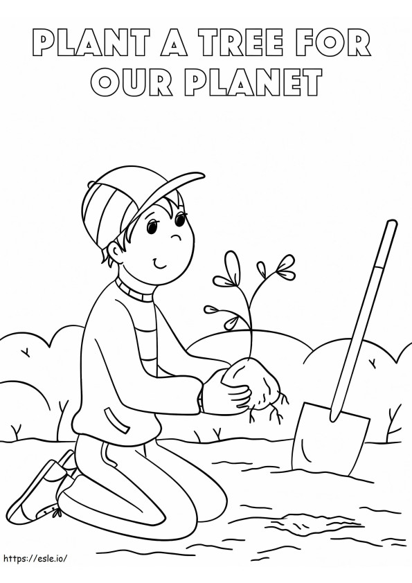 Coloriage Planter un arbre à imprimer dessin