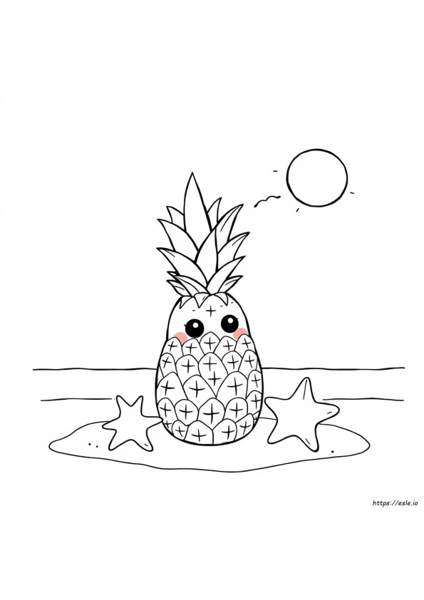 Kawaii Lindo Piña Para Colorear