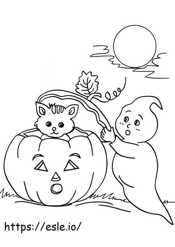 Ghost And Pumpkin coloring page