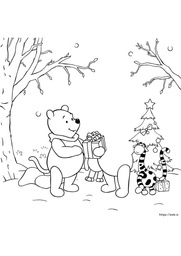 くまのプーさん クリスマスぬりえ | 無料塗り絵