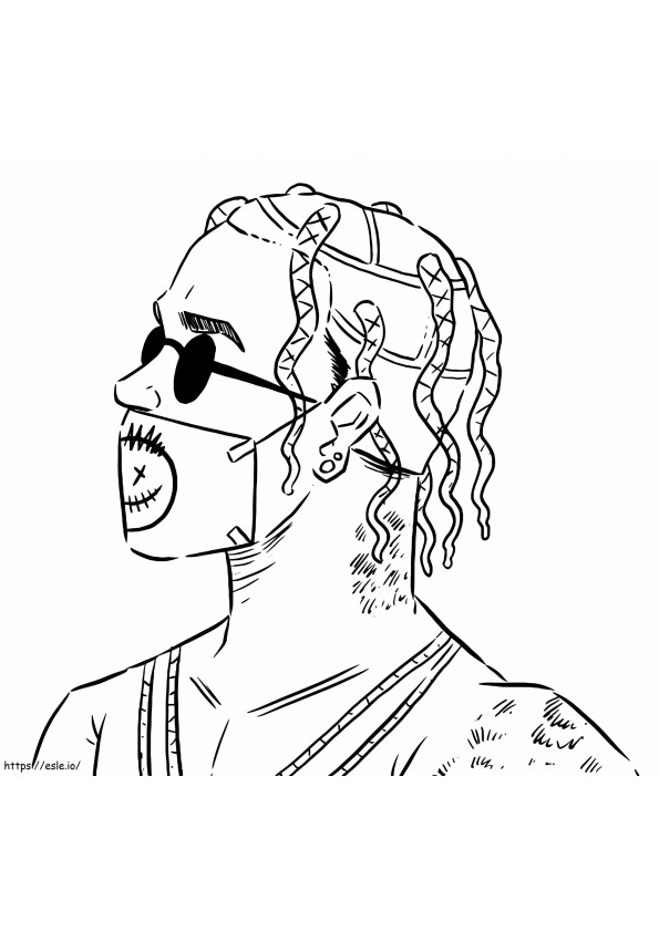 Travis Scott Wearing A Mask coloring page