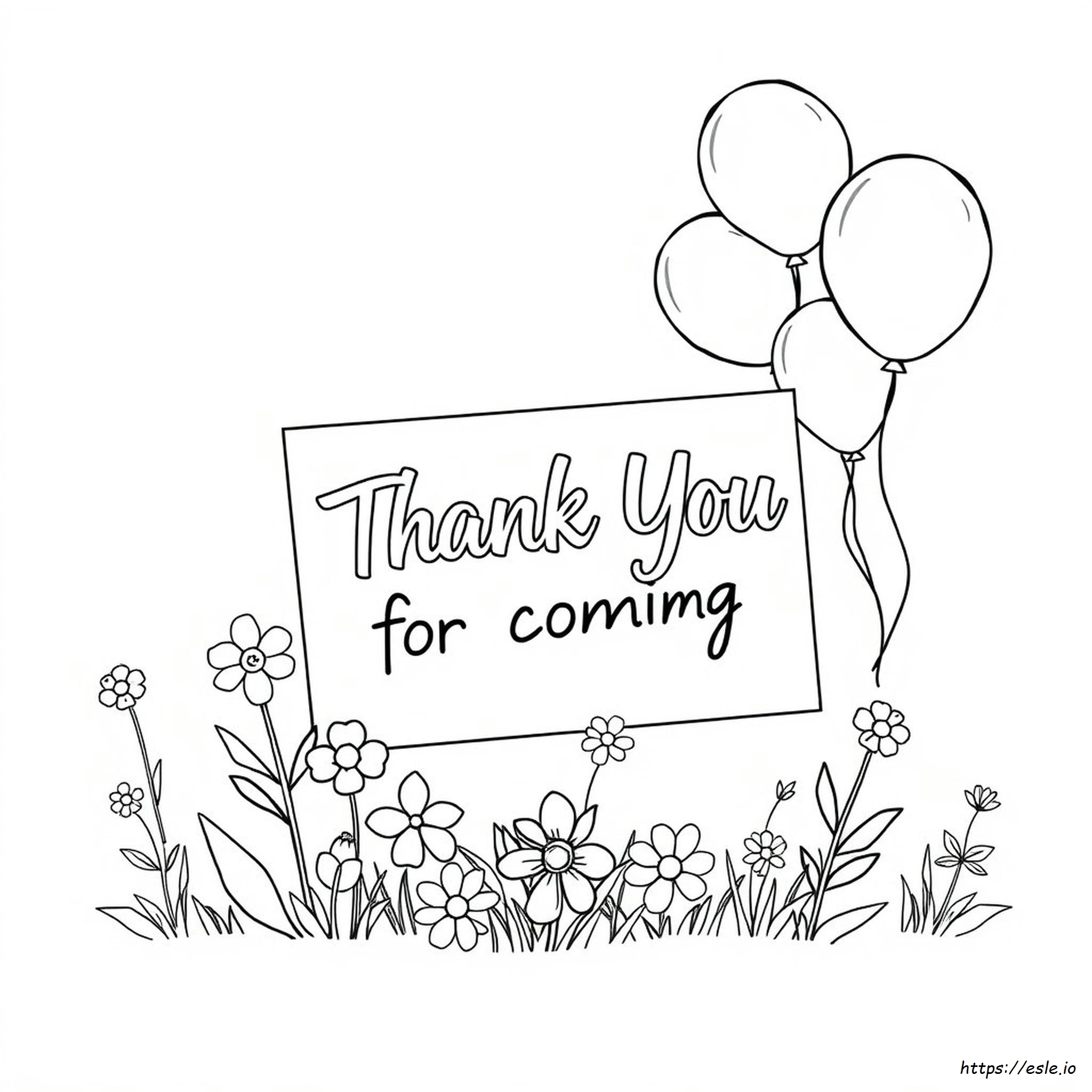 Thank You For Coming Coloring Page