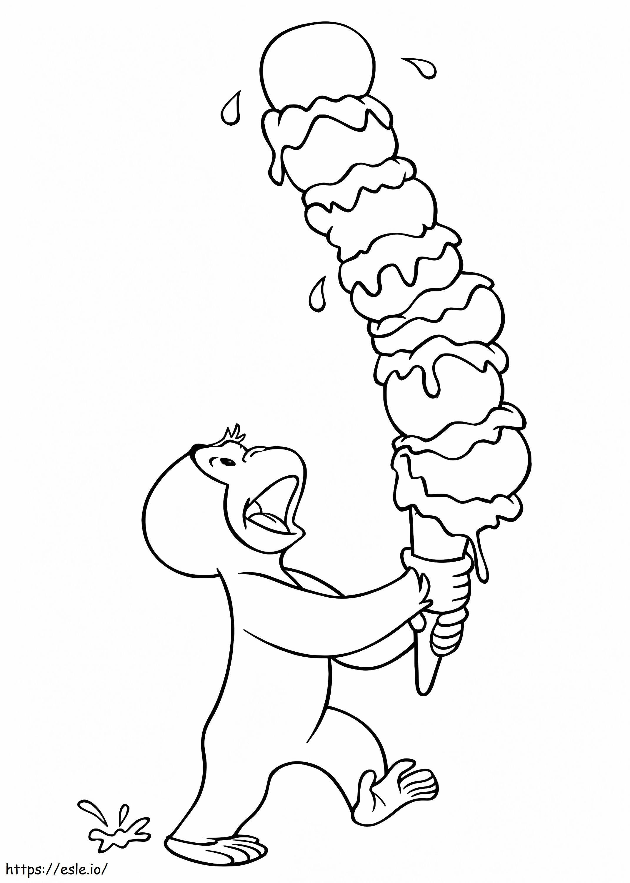 George Holding A Big Ice Cream coloring page