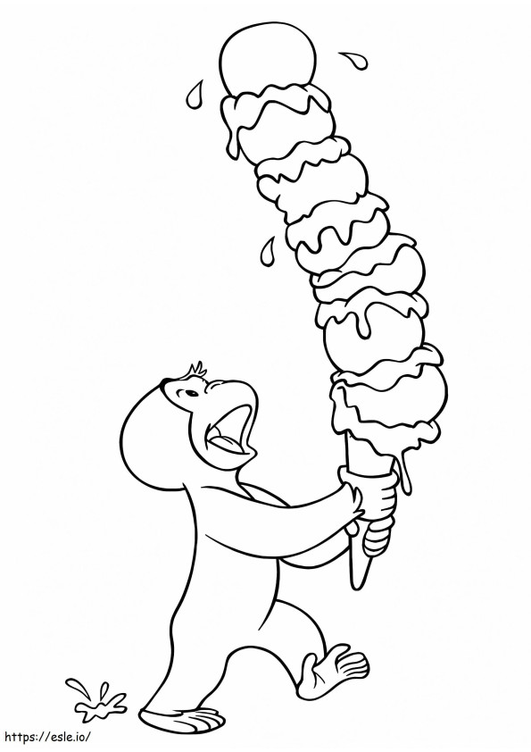 George ținând în mână o înghețată mare de colorat