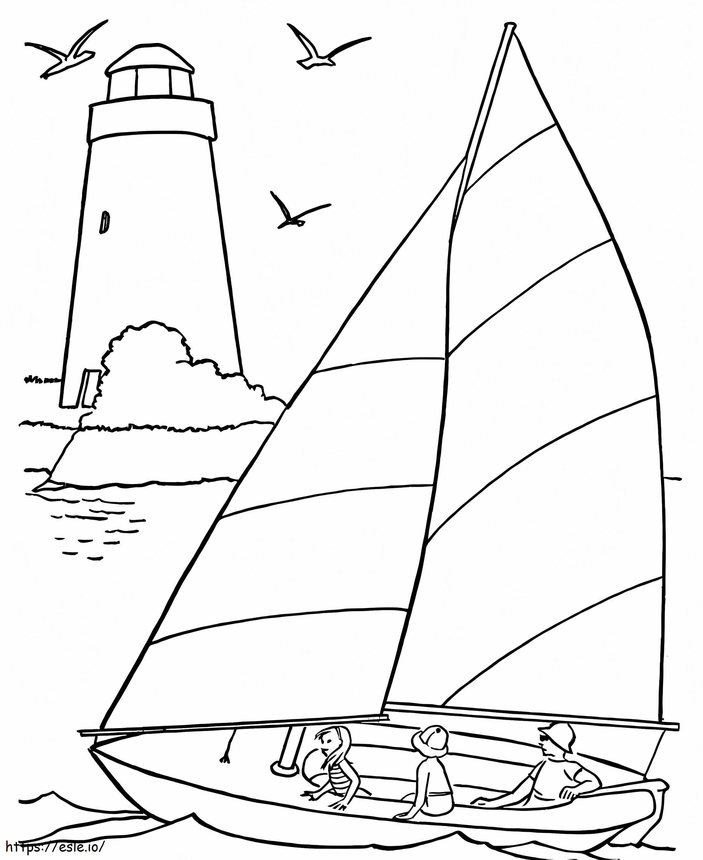 Family On Sailboat coloring page