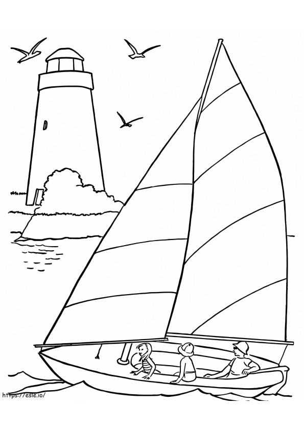 Family On Sailboat coloring page