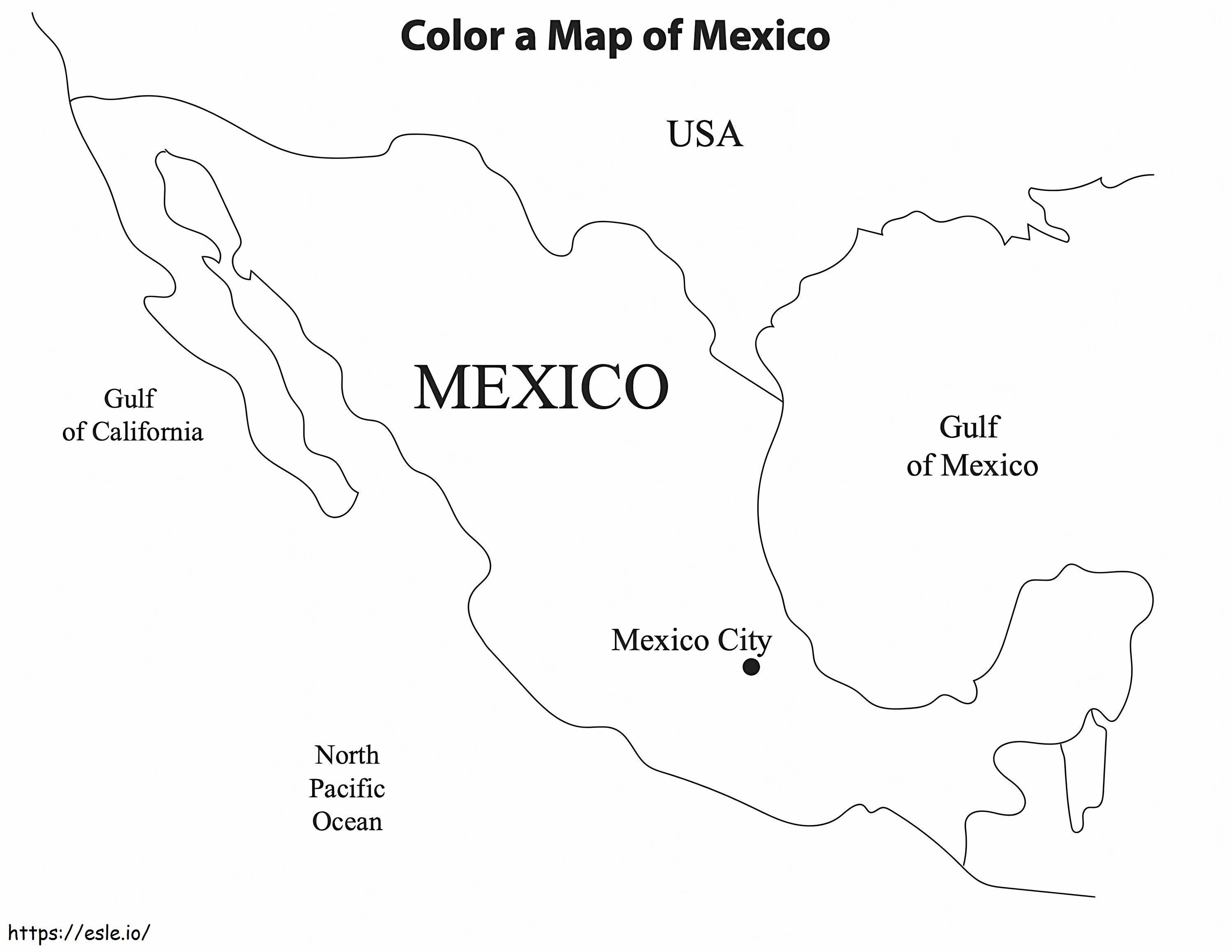 Gratis kaart van Mexico om in te kleuren kleurplaat kleurplaat