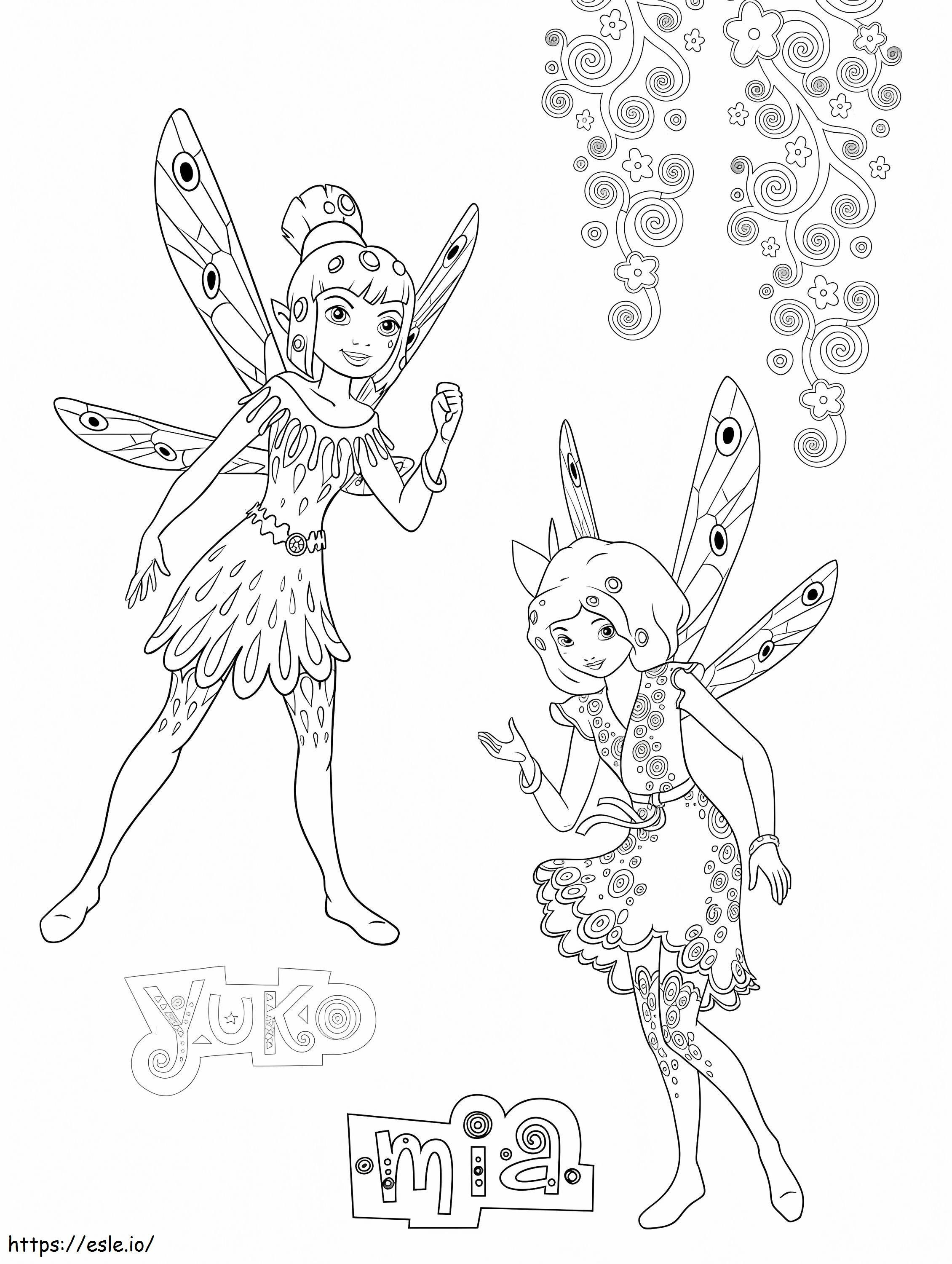 Mia And Yuko From Mia And Me coloring page