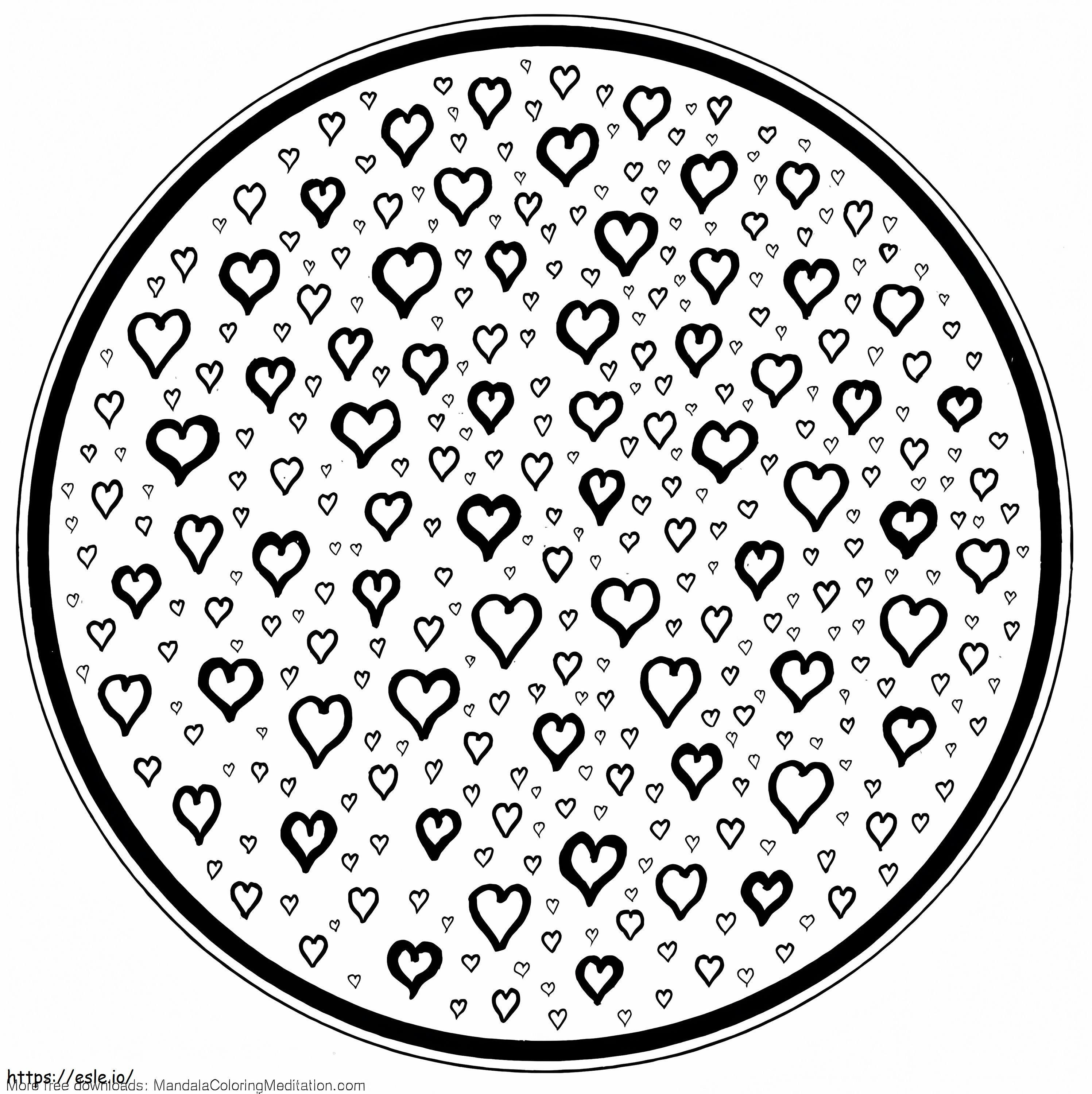 Coloriage Cercle Coeur Mandala à imprimer dessin