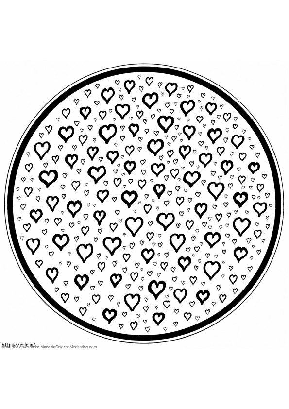 Mandala del cuore del cerchio da colorare