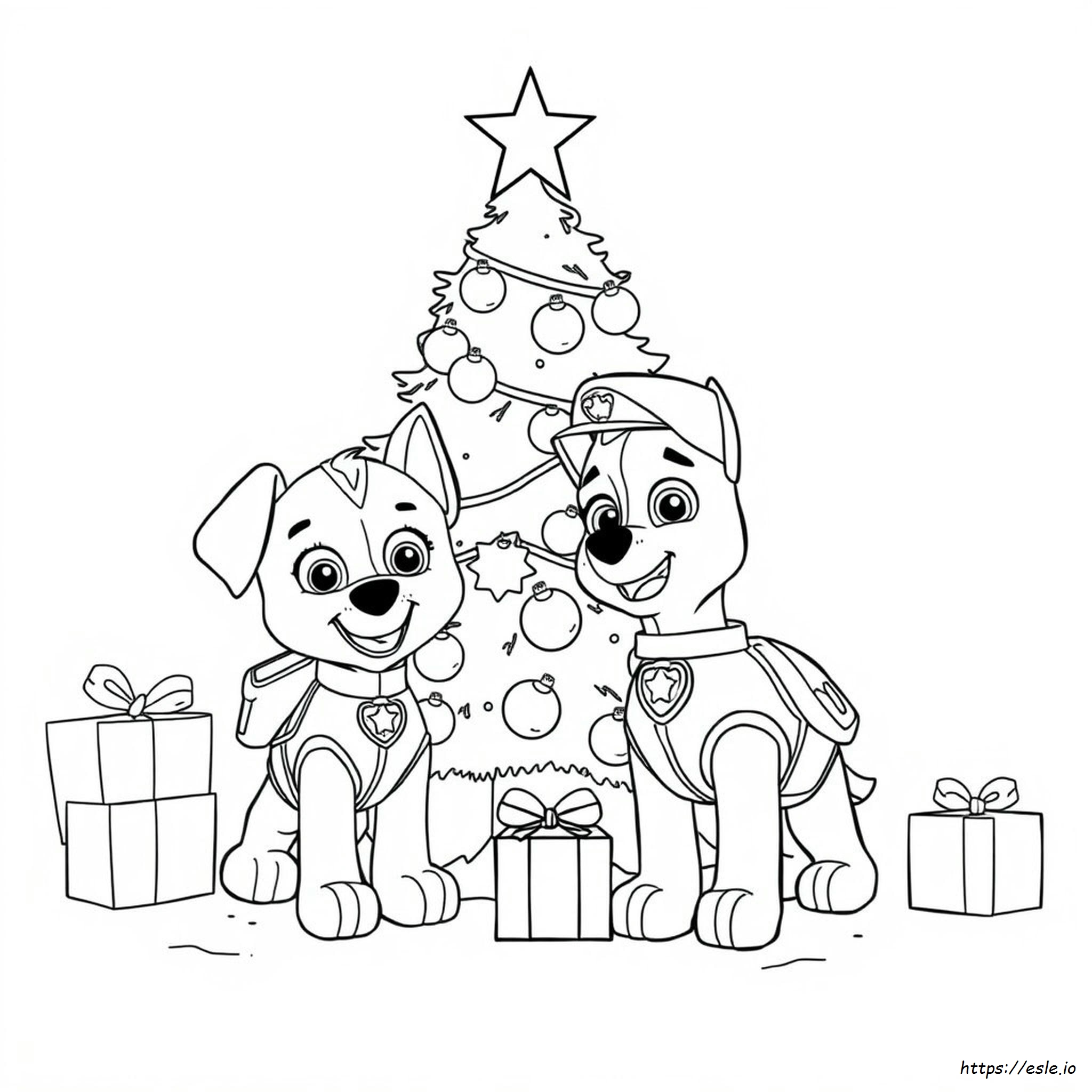 Paw Patrol Natal Lembar Mewarnai