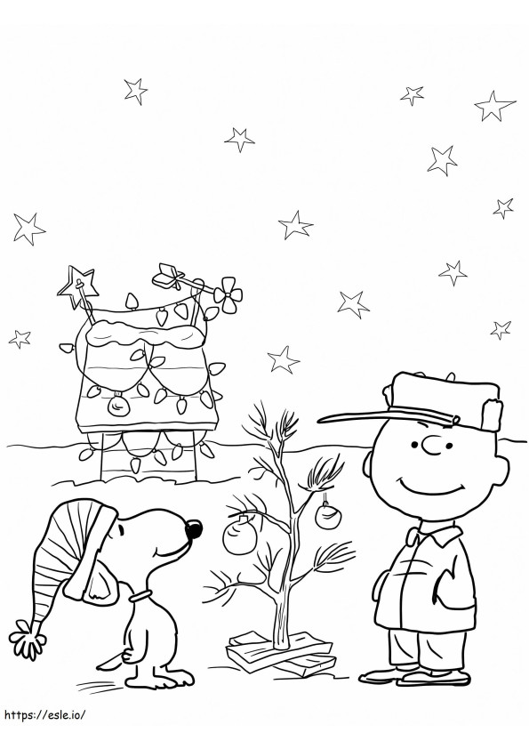 Charlie Brown-kerst kleurplaat