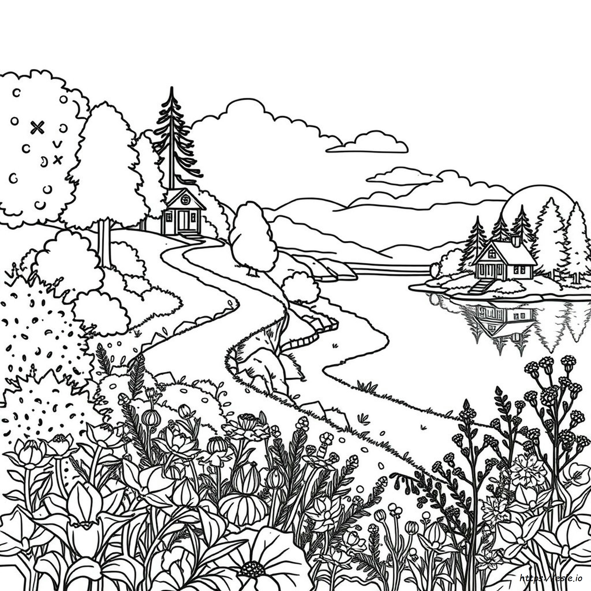Landscape River Coloring Pages