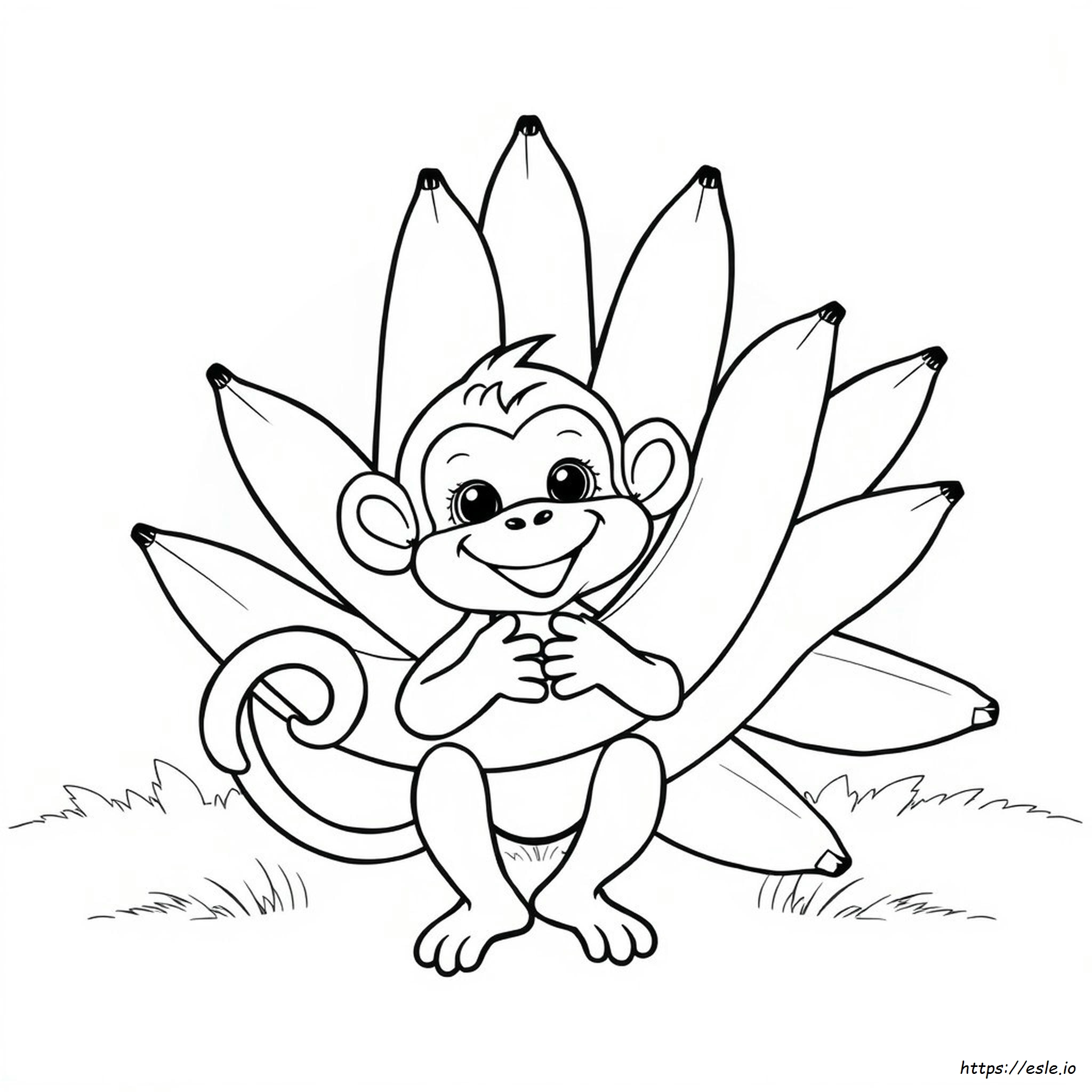 Cute Banana Coloring Page