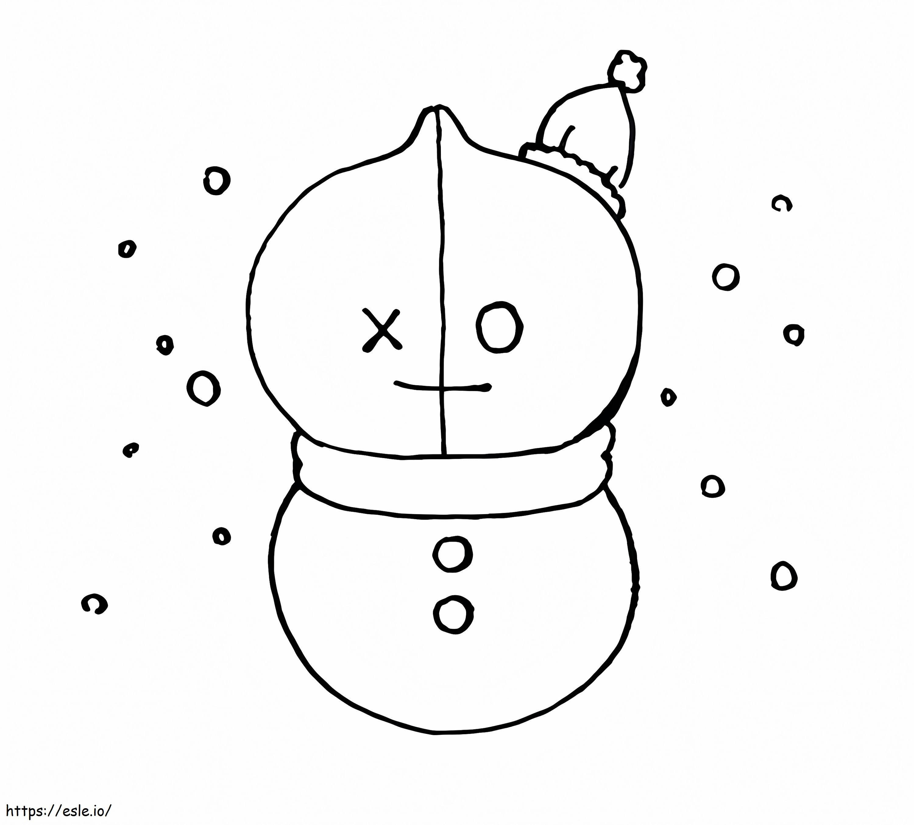 Coloriage Bonhomme de neige de BT21 à imprimer dessin