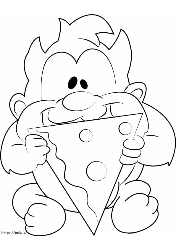 Baby Taz Eating Pizza A4 coloring page