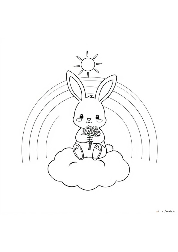 うさぎの虹 ぬりえ