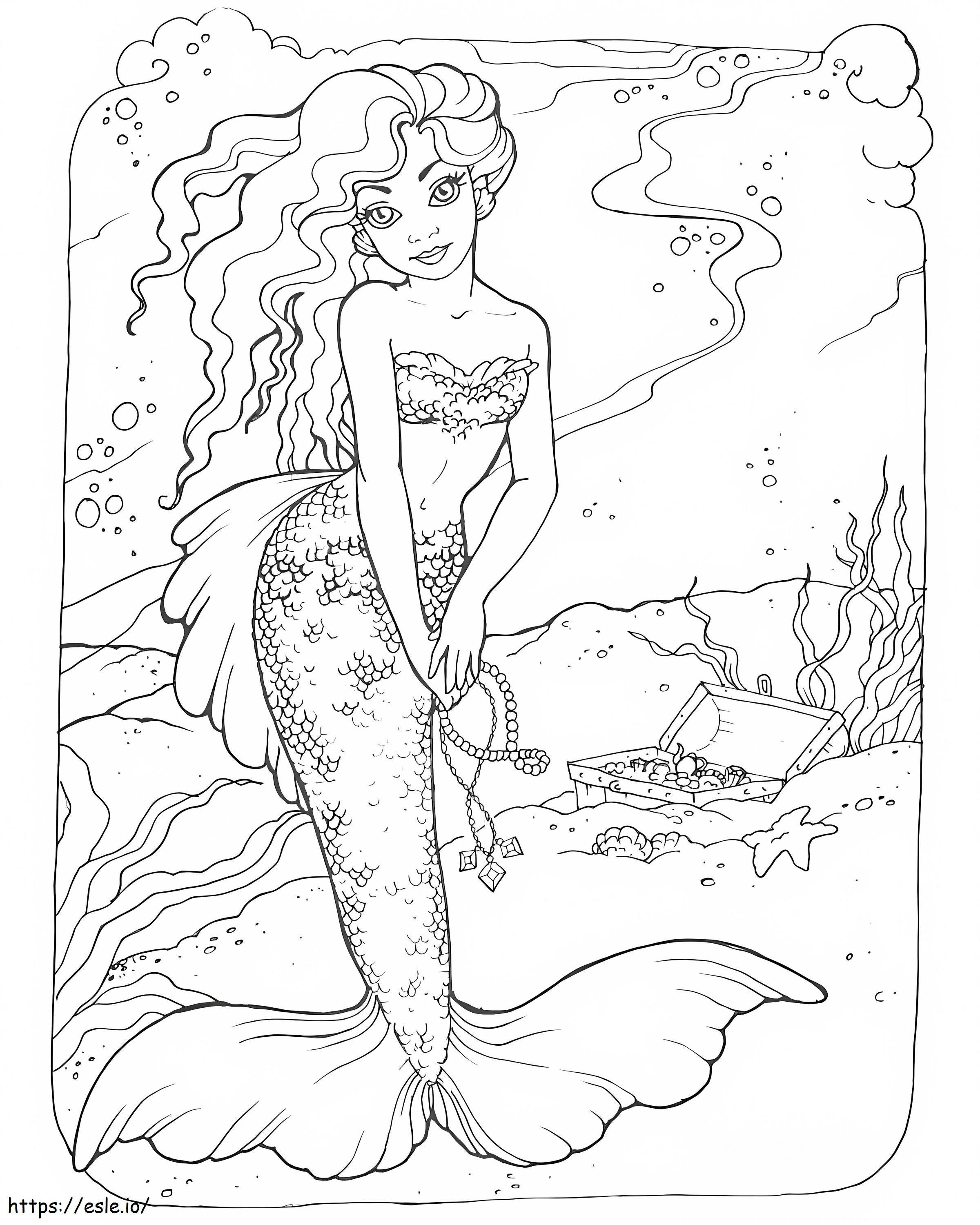 Mermaid Under The Ocean coloring page