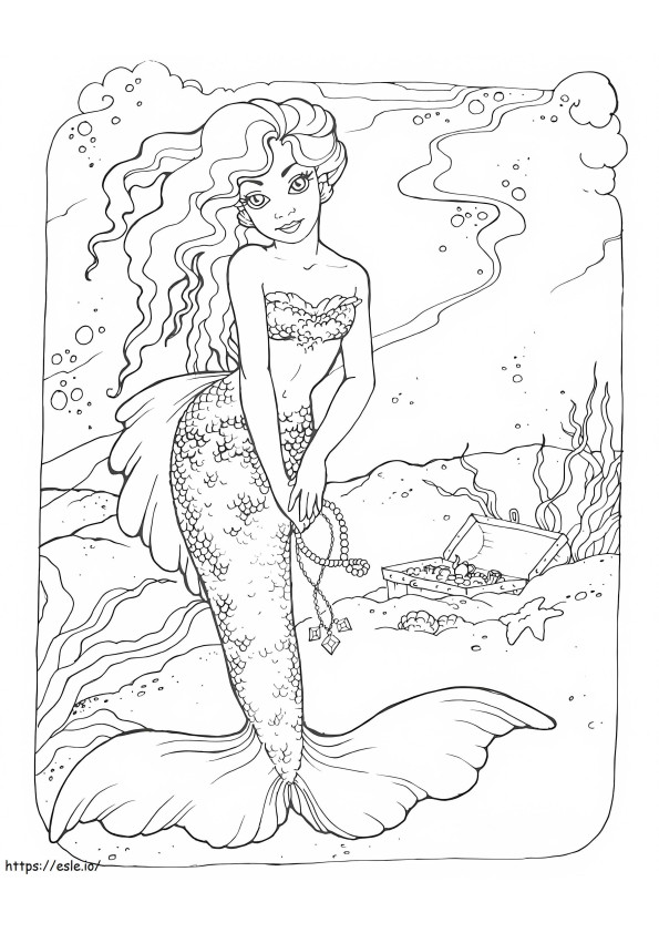 Mermaid Under The Ocean coloring page